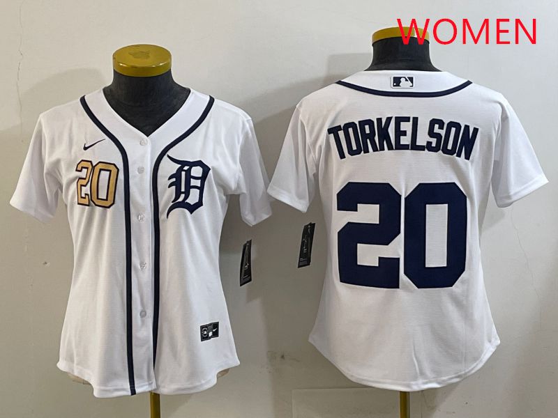 Women Detroit Tigers #20 Torkelson White Game 2025 Nike MLB Jersey style 2